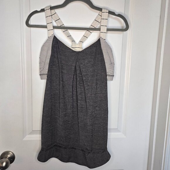 Lululemon Rest Less Tank - 8 Heathered Soot Light/Hyper Stripe Angel Wing - Picture 3 of 7